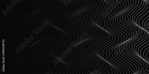 3D Vector wave lines pattern smooth curve flowing dynamic white light isolated on black background for concept of technology, digital