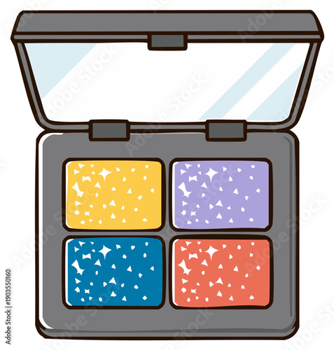 Colorful Four Shade Eyeshadow Palette with Mirror and Sparkles