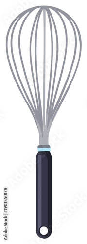 A whisking utensil rendered in a simple flat vector design, perfect for culinary and cooking themed designs and presentations.