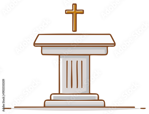 Christian Altar with Cross in a Church Sanctuary