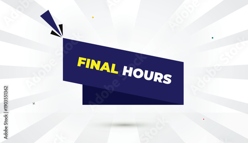 Final Hours editable eps format web banner vector art illustration template design deep blue yellow bold font white gray gradient abstract illustration sun shine business background 4k shapes
