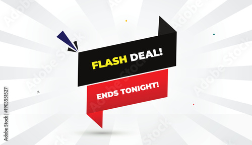 flash deal tonight editable eps format web banner vector art illustration template design black gray red yellow bold font white gray gradient abstract shapes sun shine business background 4k