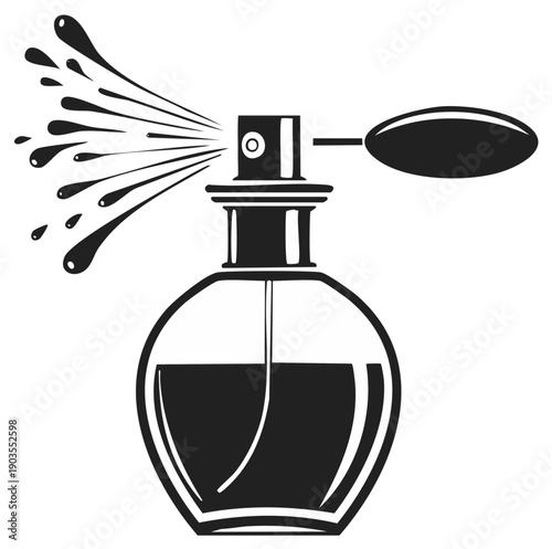 Vintage Perfume Atomizer Spraying Fragrance Elegant Glass Bottle Design