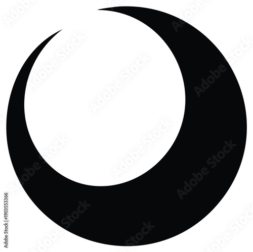 Crescent Moon Shape Black Vector Illustration Celestial Circle Graphic Element