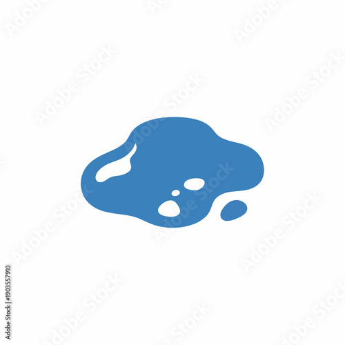 Clean flat vector icon of a simplified water puddle with cut-out negative space details, solid color, no gradient, crisp edges, modern icon system style
