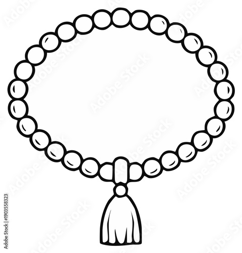 Line art beads string mala prayer beads for meditation, yoga and mindfulness outline art