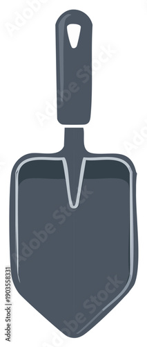 Gardening spade illustration in a dark blue color with soft outlines