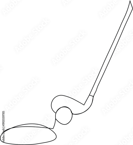 Golf stick continous line drawing. Golf club ball simple line vector illustration. 