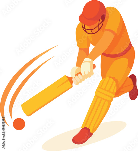 Cricket player batting a ball with a bat batsman batter