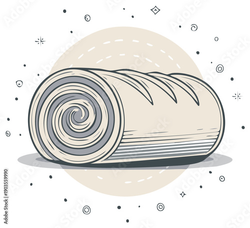 Artistic illustration of a loaf of bread, in a vintage cartoon style.