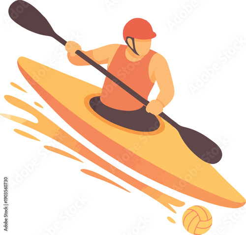 Kayaker paddling in a yellow kayak with water splashes