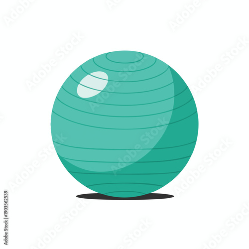 Teal Fitness Ball on White Background