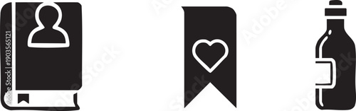 Book User Bookmark Heart Bottle Library Resource Graphic