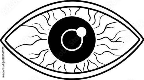 Bloodshot eye symbol showing irritation and fatigue in simple outline illustration
