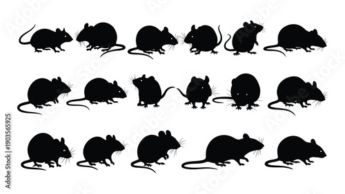 A variety of mice in different poses and positions Vector