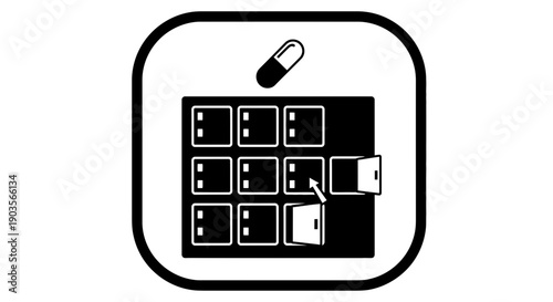 Medical Pill Calendar Icon: Medicine Reminder, Healthcare UI, Minimal Flat Design