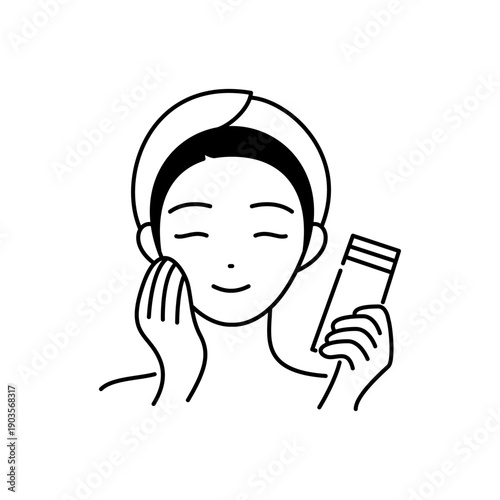 化粧水の使用をイメージした人型美容アイコン