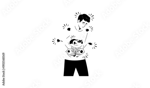 Stomach ache and digestion problem concept with man and digestive system vector