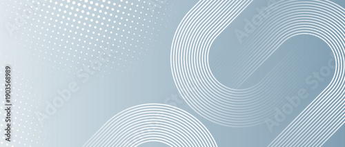 White and gray gradient abstract background with shining white round lines pattern. Futuristic circle line design for poster, cover, banner, presentation, website, flyer. EPS. 3