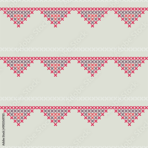 Traditional Slavic, Bulgarian decorative embroidery vector pattern. Seamless ornamental motifs for folklore costume, clothing, textile, damask, craft knitting, sewing. Balkan cultural heritage.