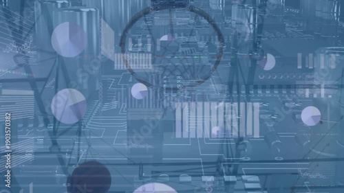 Animation of statistics and data processing over basketball game