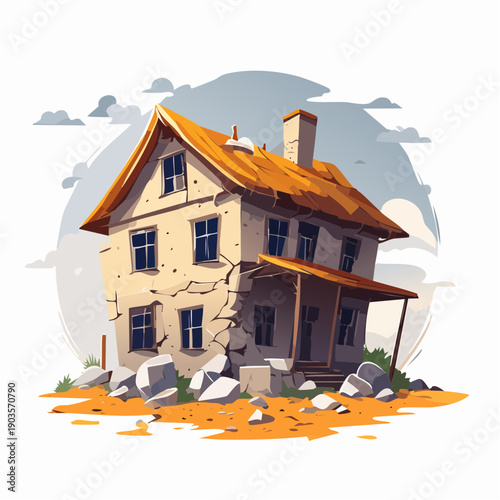 Dilapidated Old House Illustrates Neglect and Decay in a Forgotten Landscape