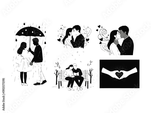 3D Style Valentine Illustration Collection Generate a 3D style Valentine illustration collection with depth, soft shadows and modern realistic vector appearance.