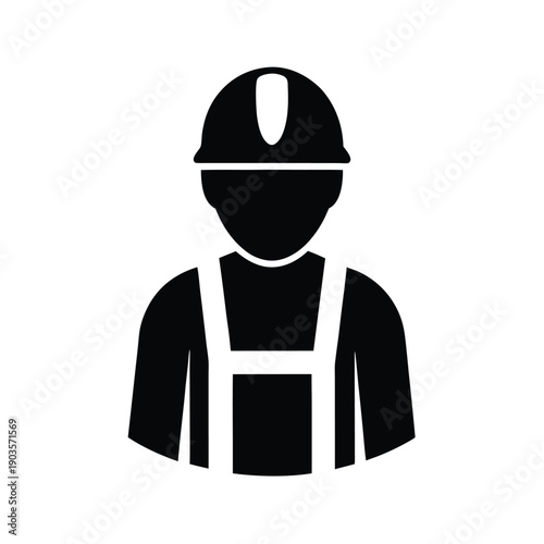 Worker Silhouette Industrial Background Icon