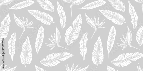Tropical exotic leaves or plant seamless pattern for summer background and beach wallpaper