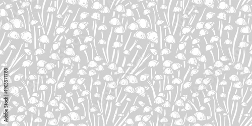 Autumn forest mushroom seamless pattern. Mushroom picking or background with nature fungi