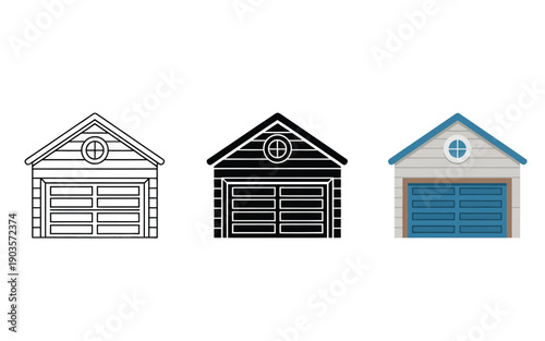 Single detached garage illustration shows different graphic treatments for.