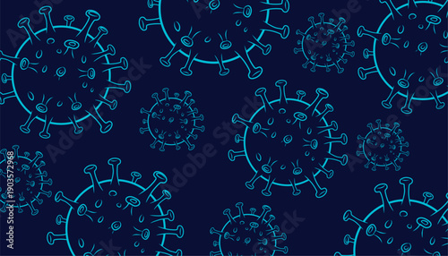 Nipah Virus Seamless Pattern Set. Medical Virus Background Collection. Microbiology Vector Illustration