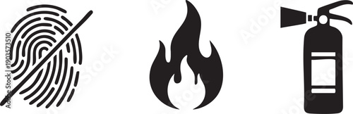 Fingerprint Off Fire Alt Fire Extinguisher Security Icon