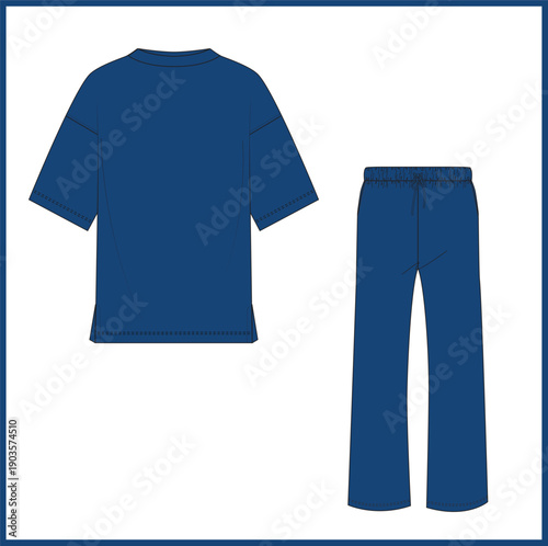 Women's Oversize t-shirt with bototm slit and long pant