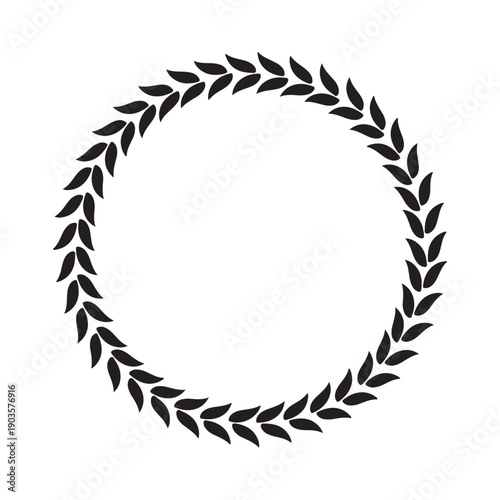 Wallpaper Mural Elegant black laurel wreath circular frame with small leaves isolated on transparent background Torontodigital.ca