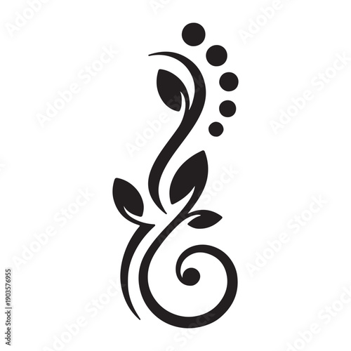 Wallpaper Mural Elegant black swirl vine with leaves and dots isolated on transparent background for decorative purposes Torontodigital.ca