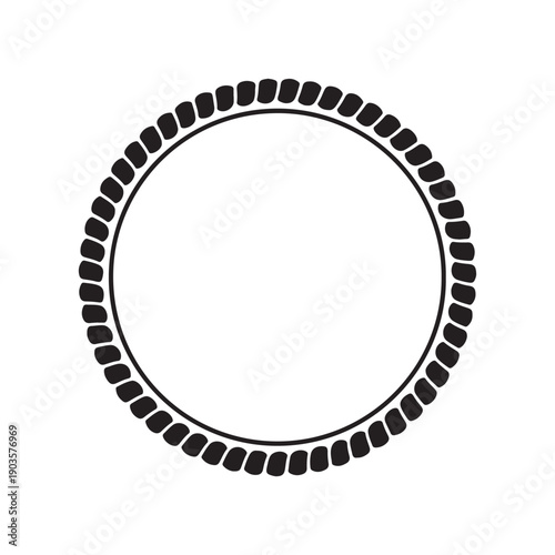 Wallpaper Mural Black illustrated ropelike circular frame with a simple inner border on a white background Torontodigital.ca