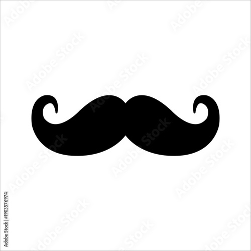Simple black mustache icon, moustache logo