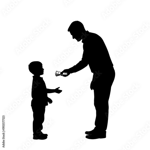 Child Receiving Eid Day Money Silhouette Vector