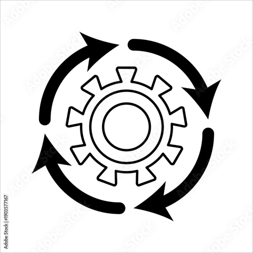 Process icon on white background. Process symbol in black for your web site design