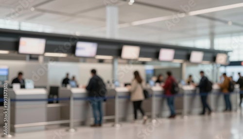 Wallpaper Mural Check-in process at airport travelers image of busy terminal modern environment wide angle view travel experience Torontodigital.ca