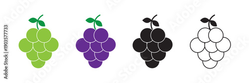 Grapes icon set. Linear style. Vector icons