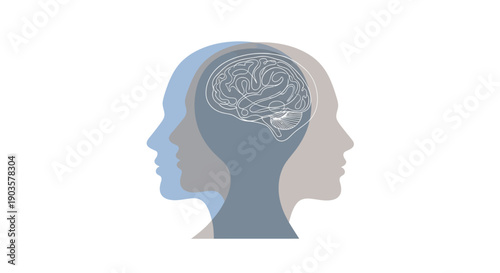 Simple Illustration Abstract Head Silhouette with Brain Medical Concept Design