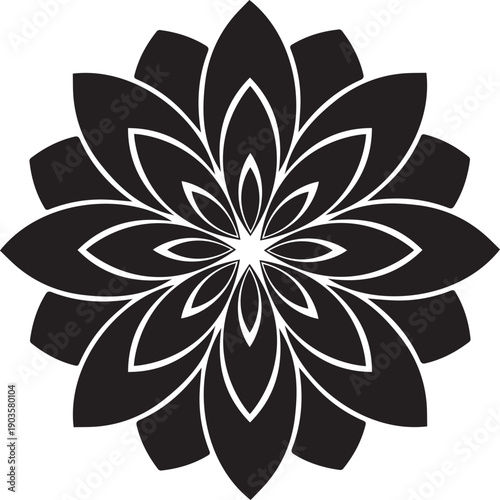 Intricate Black Floral Mandala Design on White Background