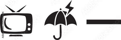 Tv Smart Umbrella Underline Technology Weather Text Icon