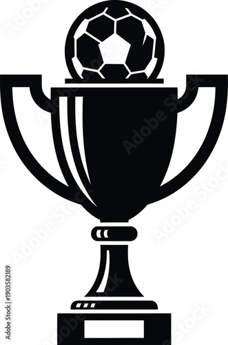 A trophy with a soccer ball on top, symbolizing victory and achievement in sports.