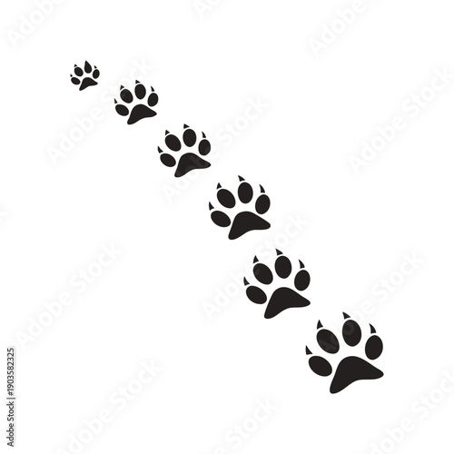 Black Animal Paw Prints Trail Footstep Silhouette Vector