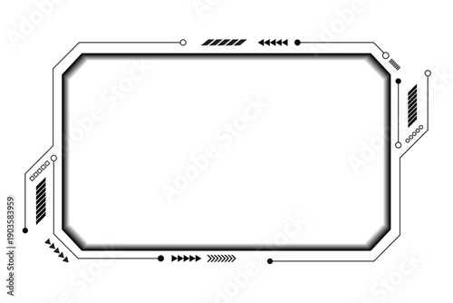 Black control panel abstract modern technology futuristic interface hud ui on white background.