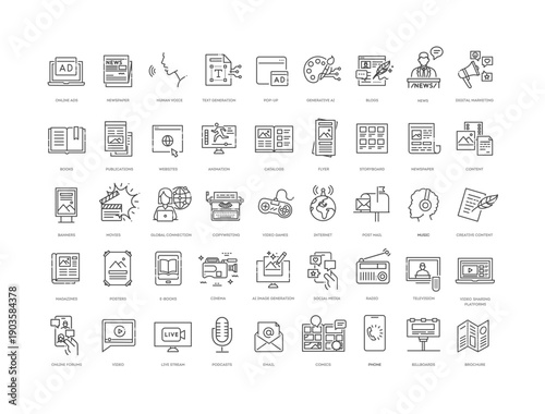 Media, Content and Digital Communication Icons