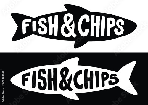 Fish and Chips word lettering art design.  Vector design illustration for web, t-shirt design, other graphic design use